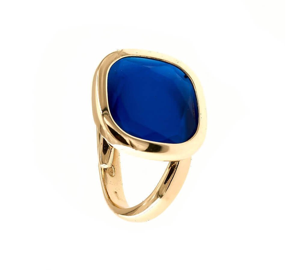 Aquaforte - Anello Caramelle - Blu Satinato - Oro Giallo