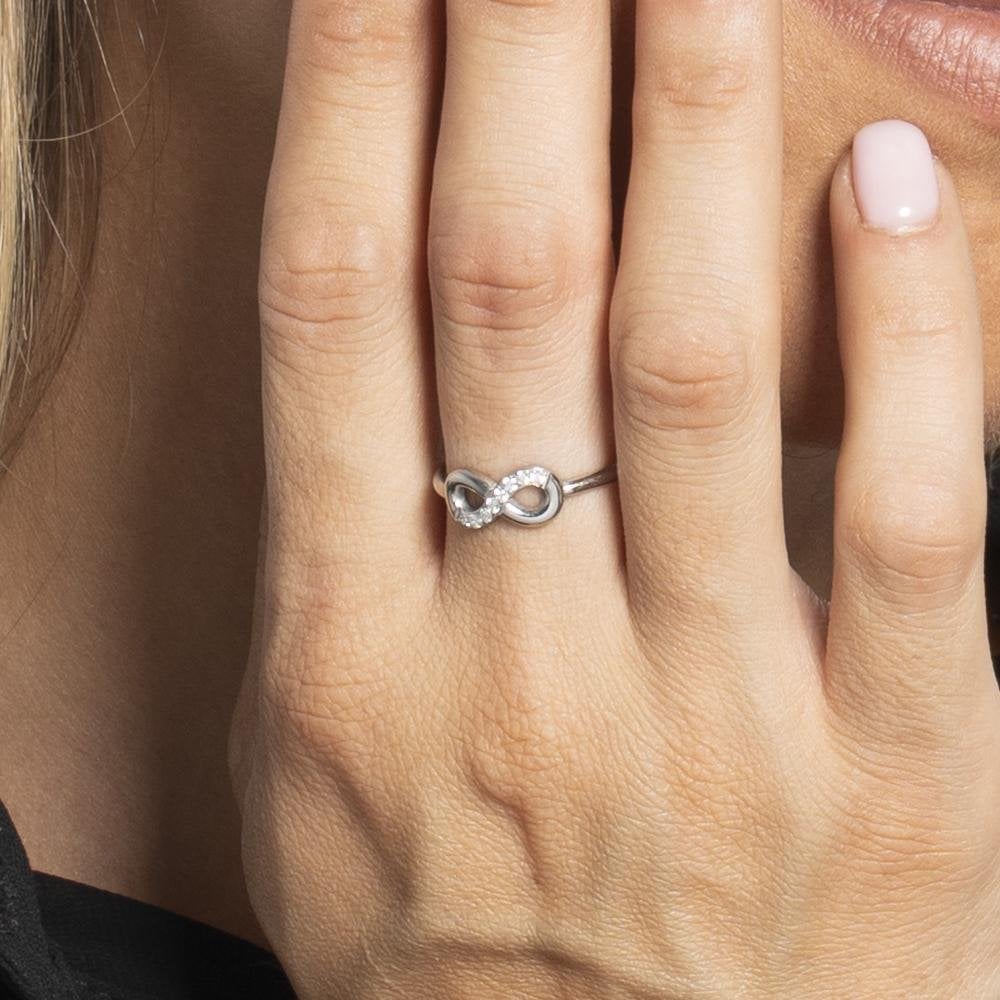 Luca Barra - Anello Donna Infinito - Acciaio - Zirconi