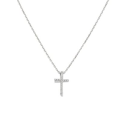 Amen - Collana Croce Lunga - Argento 925 - Zirconi
