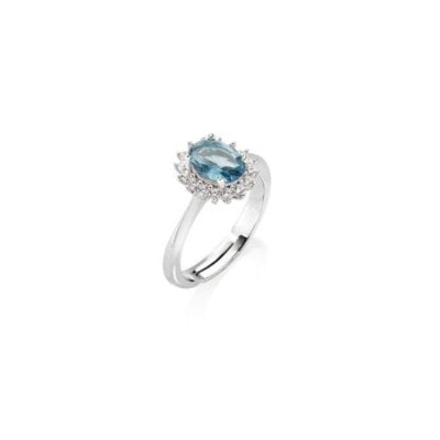 Amen - Anello Mini Royal - Zircone Blu - Regolabile