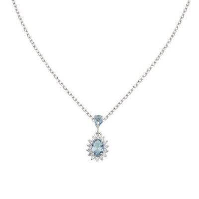 Amen - Collana Mini Royal - Zircone Blu - Argento
