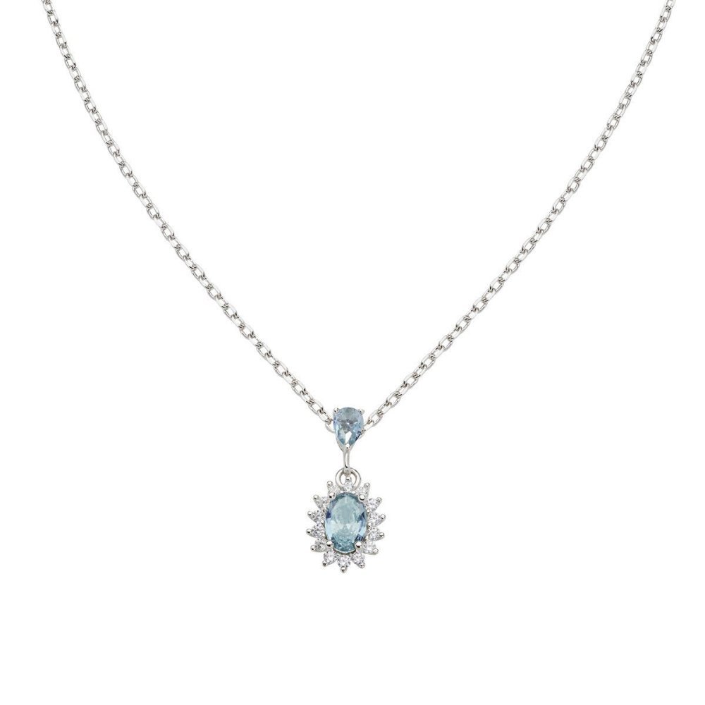 Amen - Collana Mini Royal - Zircone Blu - Argento
