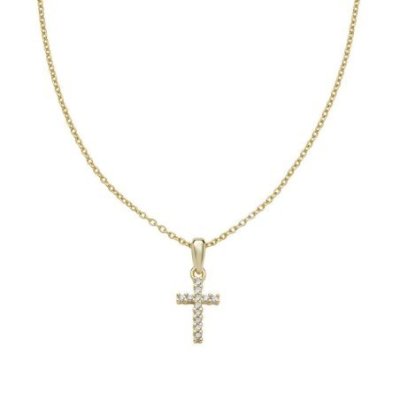 Amen - Collana Croce - Dorata - Zirconi Bianchi