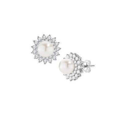 Amen - Orecchini Fiore - Perla - Zirconi