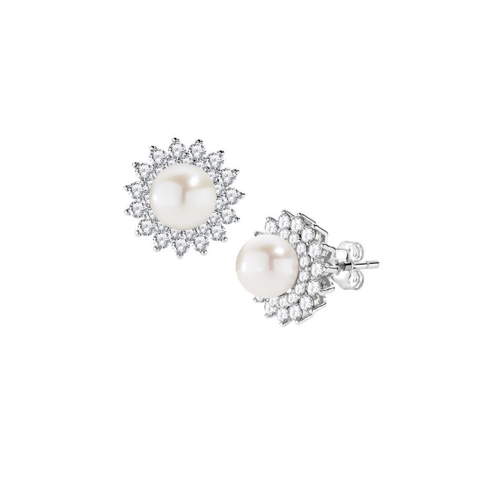 Amen - Orecchini Fiore - Perla - Zirconi