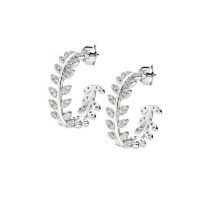 Amen - Orecchini Foglie D'Olivo - Zirconi - Argento