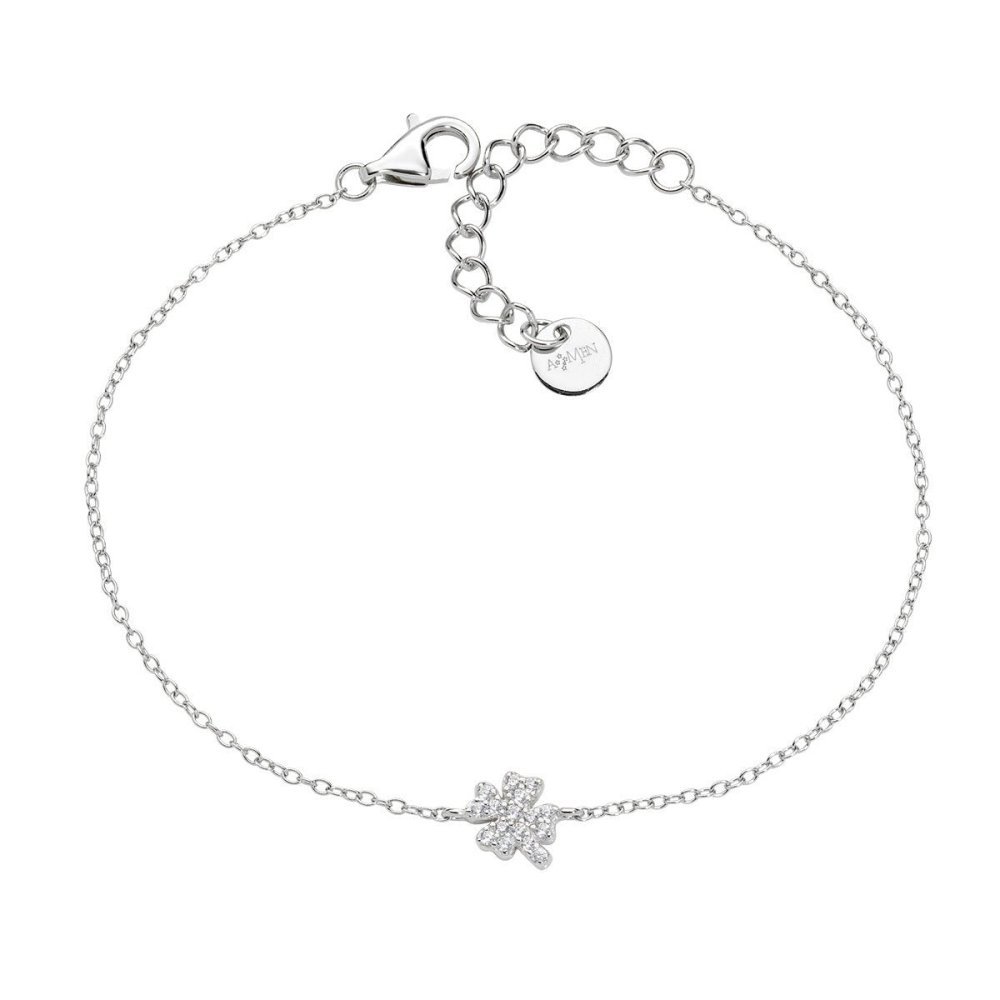 Amen - Bracciale Mini Quadrifoglio - Argento - Zirconi