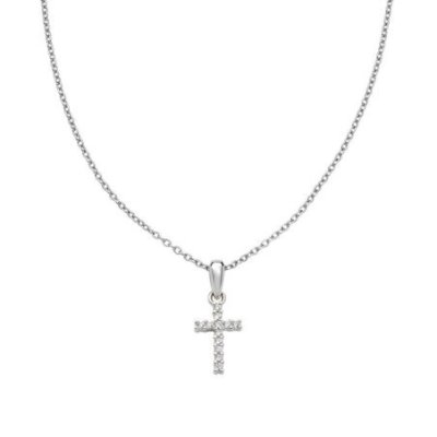 Amen - Collana Croce Pendente - Argento 925 - Zirconi