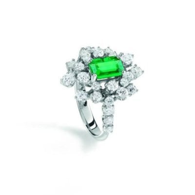 Damiani - Anello Mimosa - Oro Bianco - Smeraldo