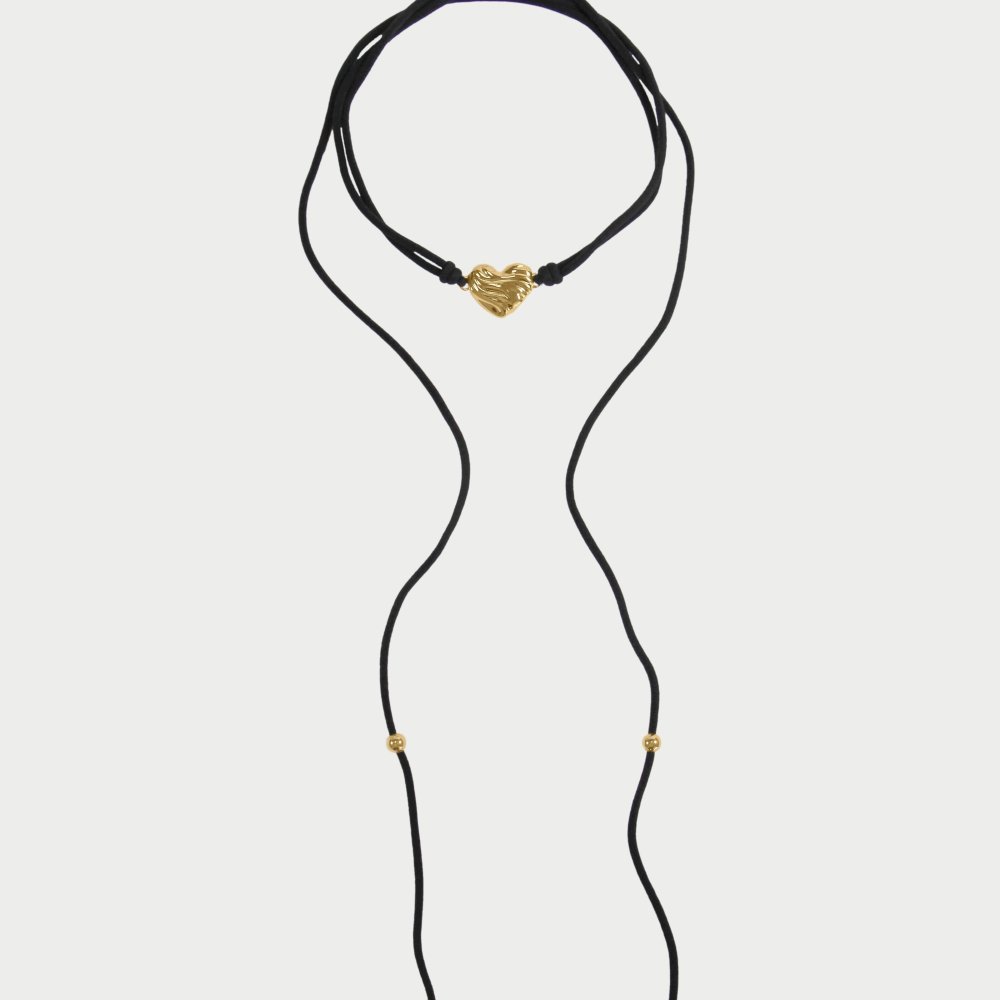 Rue Des Mille - Choker Cuore - Oro 18 Kt - Tessuto Nero