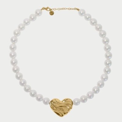Rue Des Mille - Girocollo Cuore - Perle - Oro 18 Kt