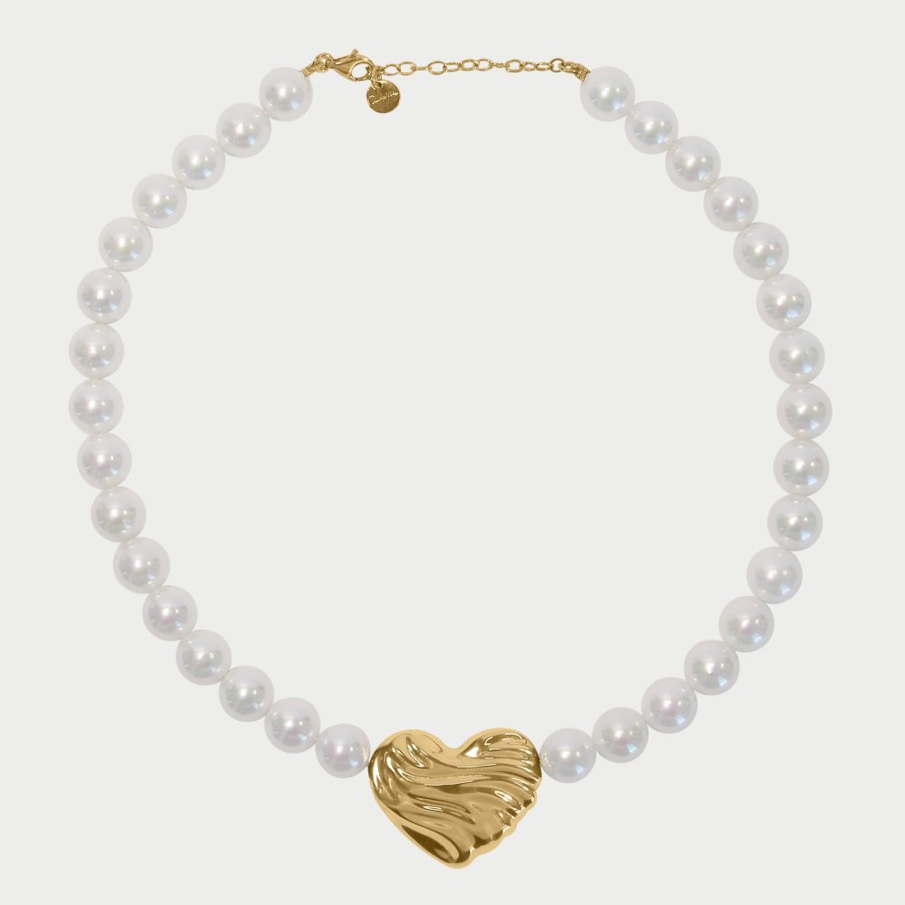 Rue Des Mille - Girocollo Cuore - Perle - Oro 18 Kt