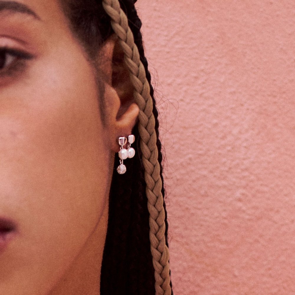 Rosato - Orecchini Pendenti - Argento - Perle