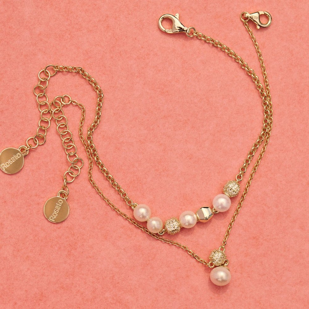 Rosato - Bracciale Morbido - Argento - Perle