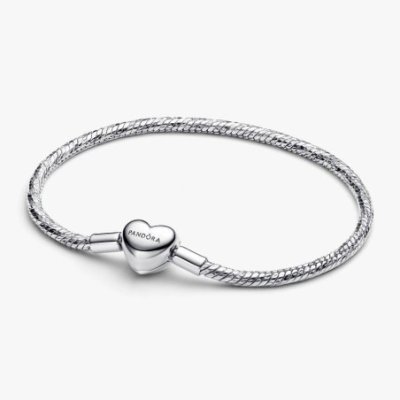 Bracciale Maglia Snake Sfaccettata con Chiusura a Cuore