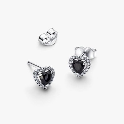 Orecchini Cuore in Rilievo Nero