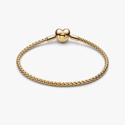 Bracciale Maglia Geometrica con Chiusura a Cuore