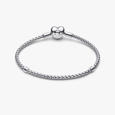 Bracciale Maglia Geometrica con Chiusura a Cuore