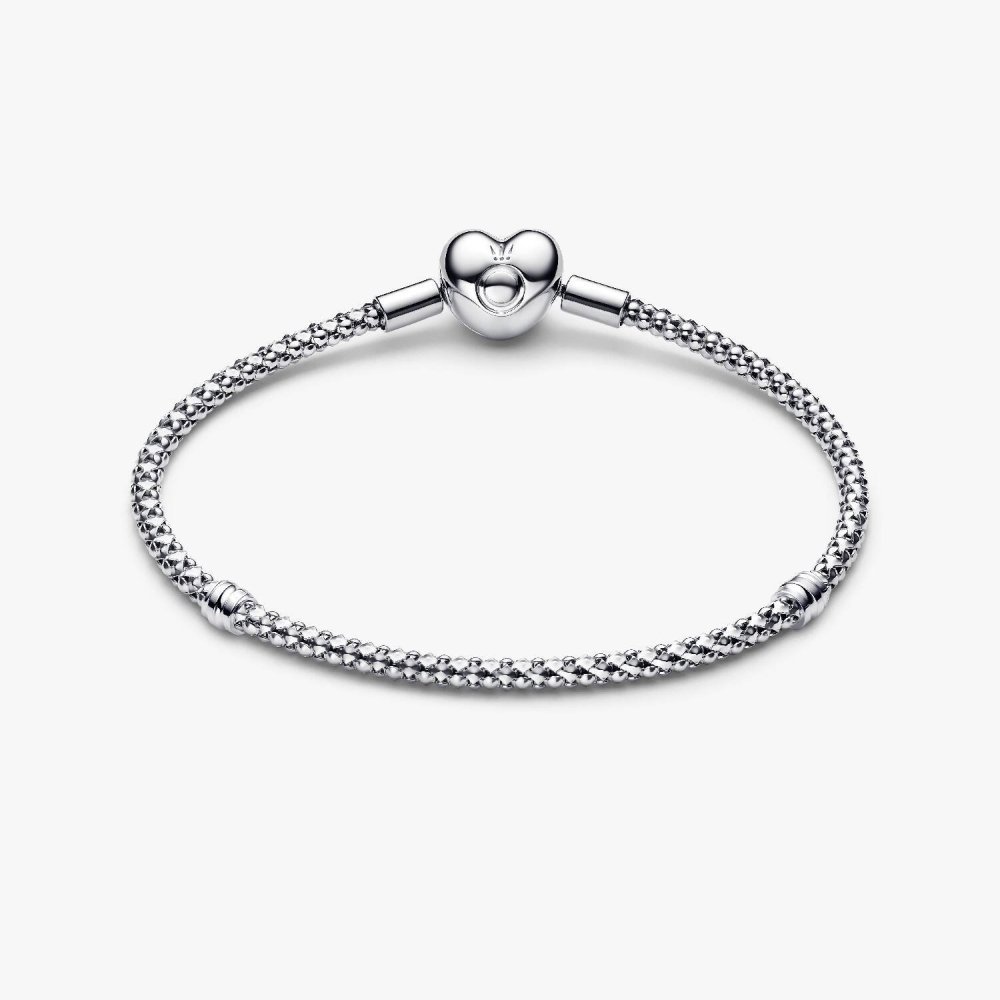 Bracciale Maglia Geometrica con Chiusura a Cuore