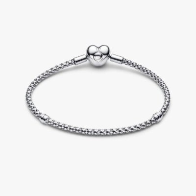 Bracciale Maglia Geometrica con Chiusura a Cuore