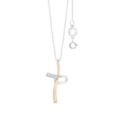 Comete Gioielli - Collana Croce - Oro Bianco - Diamanti