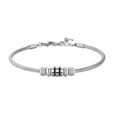 Luca Barra - Bracciale Uomo - Acciaio - Smalto Nero