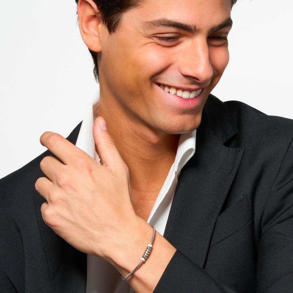 Luca Barra - Bracciale Uomo - Acciaio - Smalto Nero