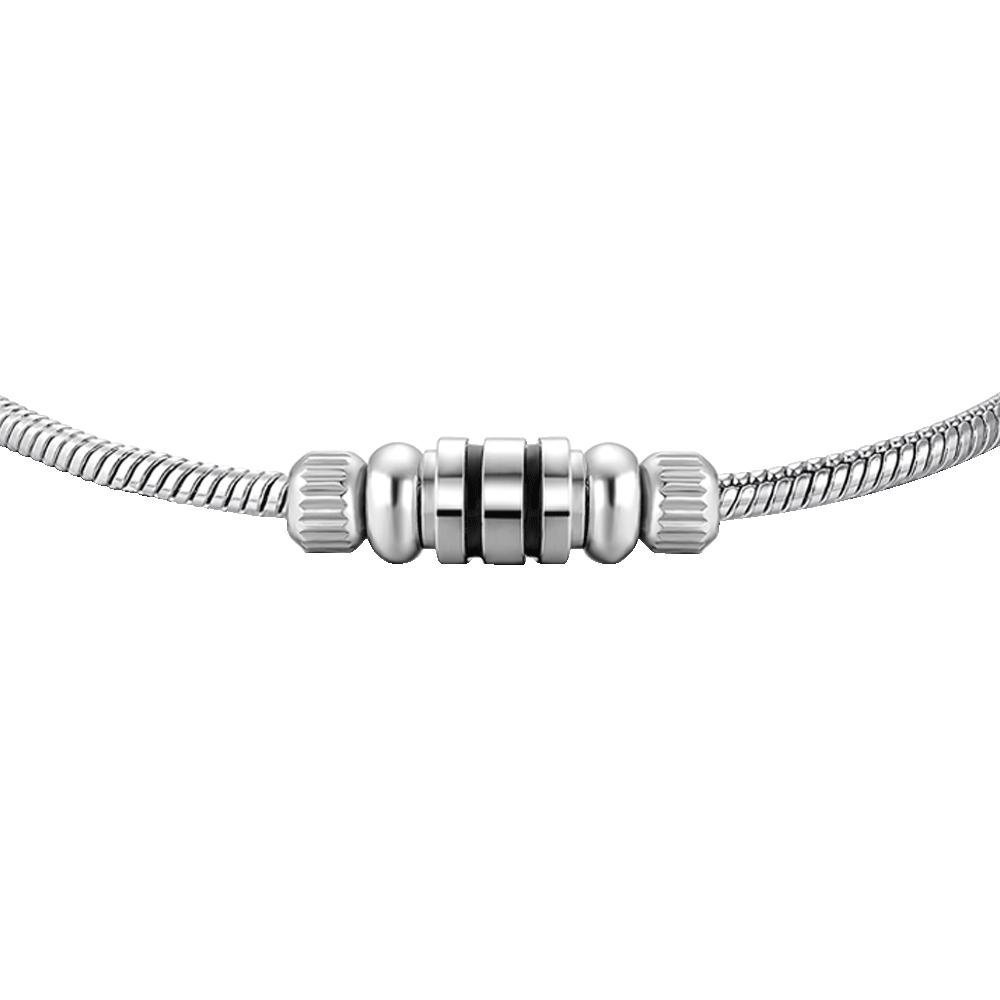 Luca Barra - Bracciale Uomo - Acciaio - Smalto Nero