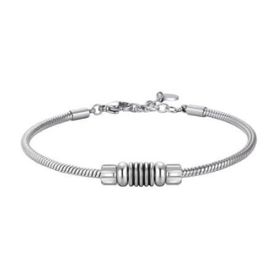 Luca Barra - Bracciale Uomo - Acciaio - Smalto Nero