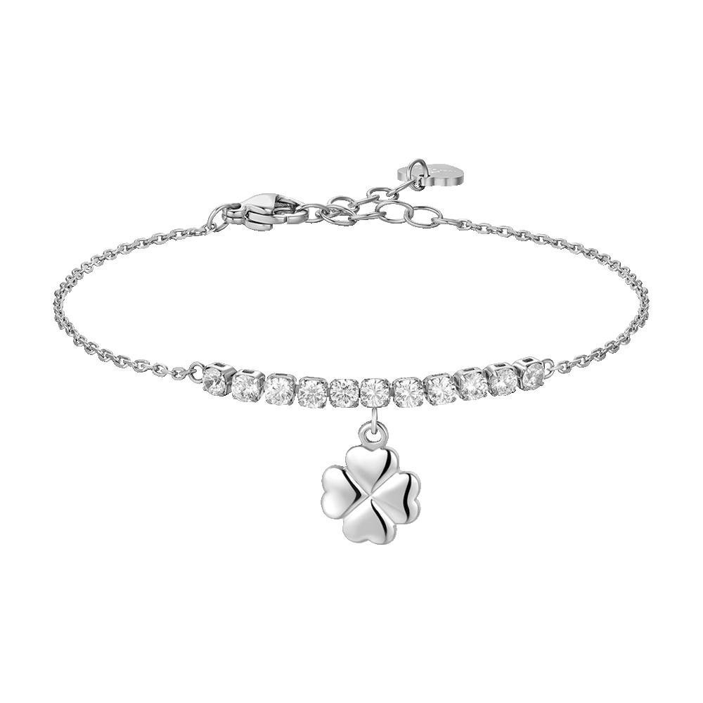 Luca Barra - Bracciale Quadrifoglio - Acciaio - Zirconi