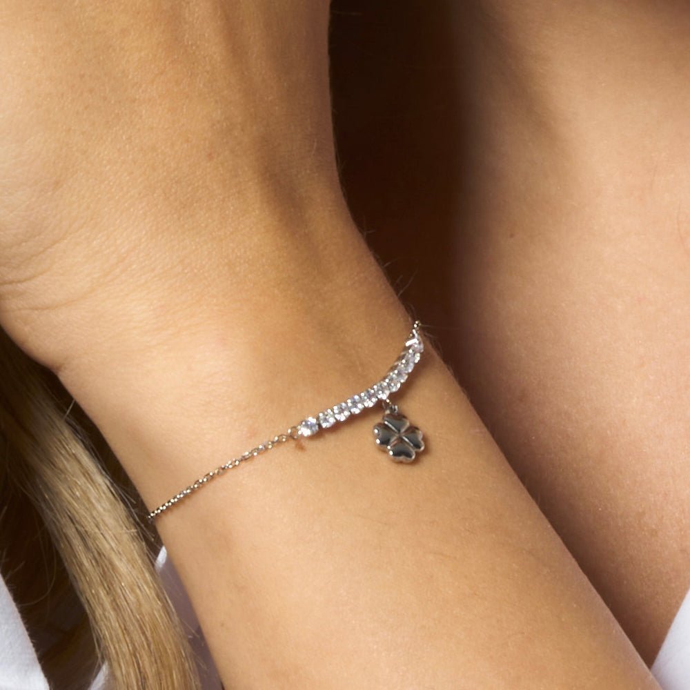 Luca Barra - Bracciale Quadrifoglio - Acciaio - Zirconi