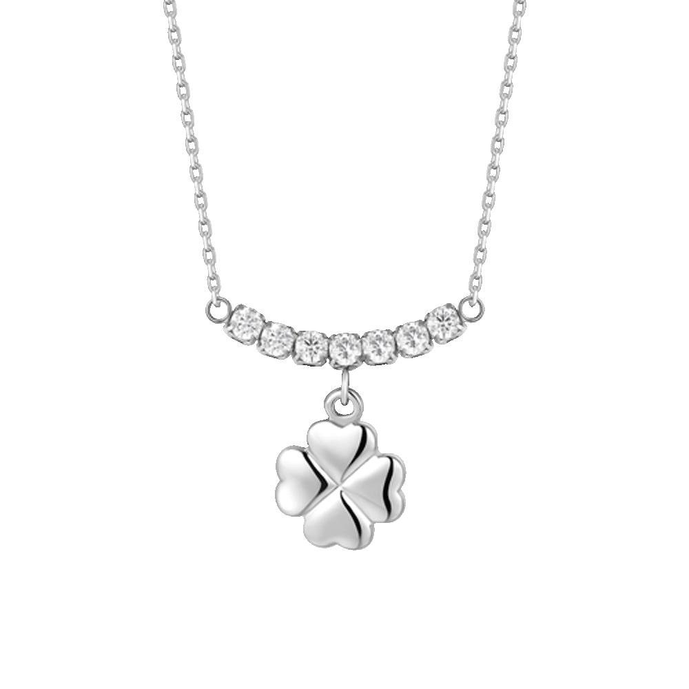 Luca Barra - Collana Quadrifoglio - Acciaio - Zirconi