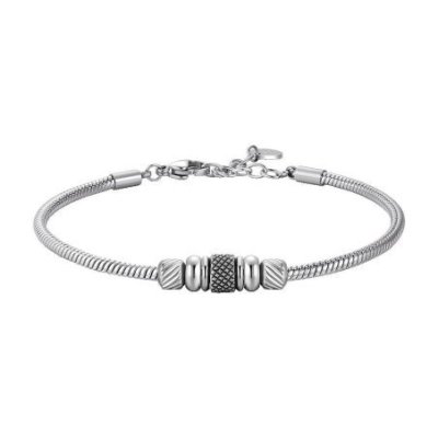 Luca Barra - Bracciale Uomo - Acciaio - Smalto Nero