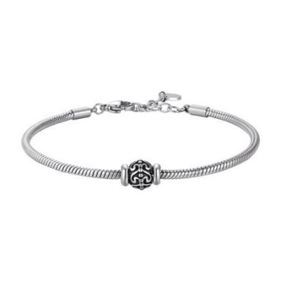 Luca Barra - Bracciale Uomo - Acciaio - Smalto Nero