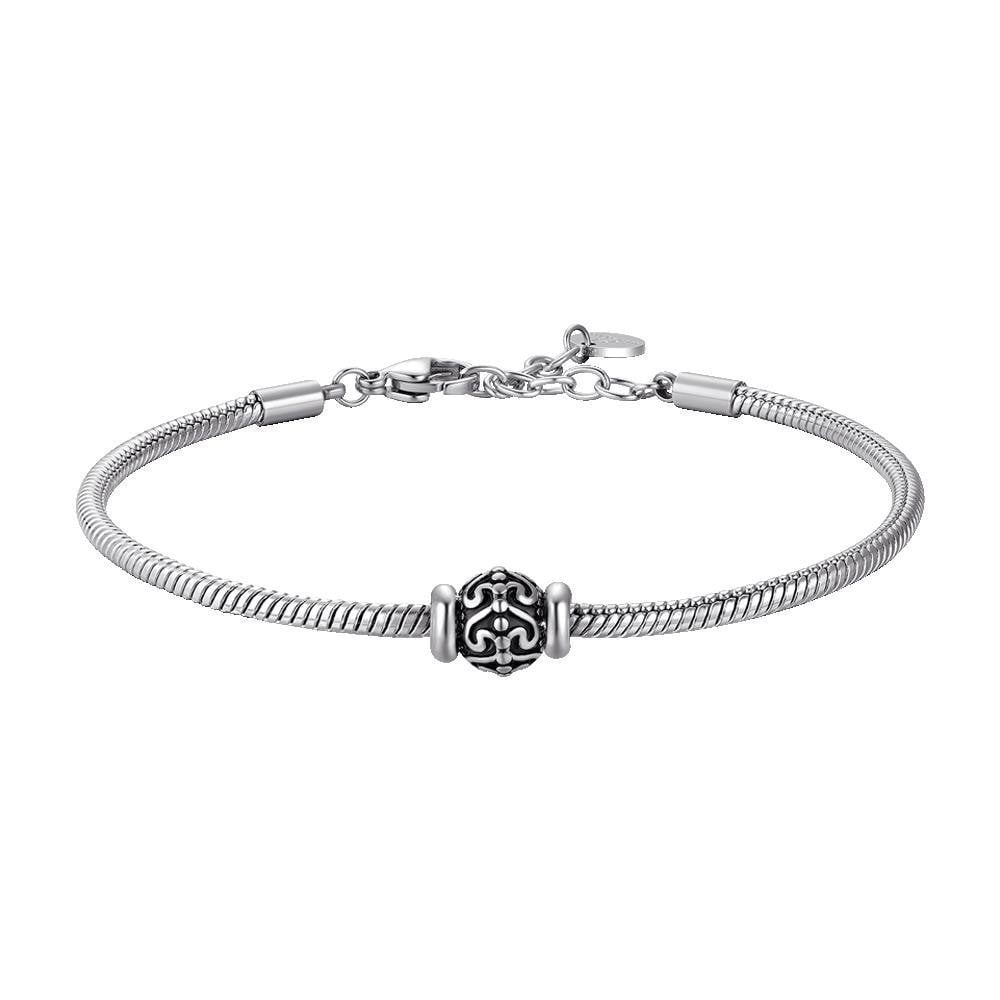 Luca Barra - Bracciale Uomo - Acciaio - Smalto Nero