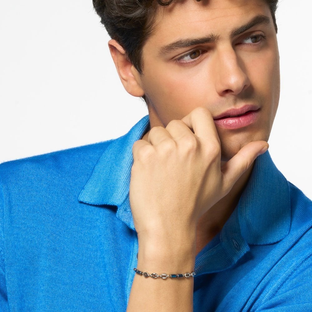 Luca Barra - Bracciale Uomo - Acciaio - Ematite Blu