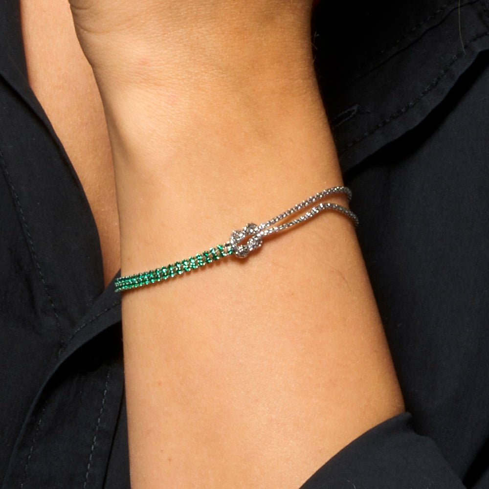 Luca Barra - Bracciale Nodo - Acciaio - Zirconi Verdi
