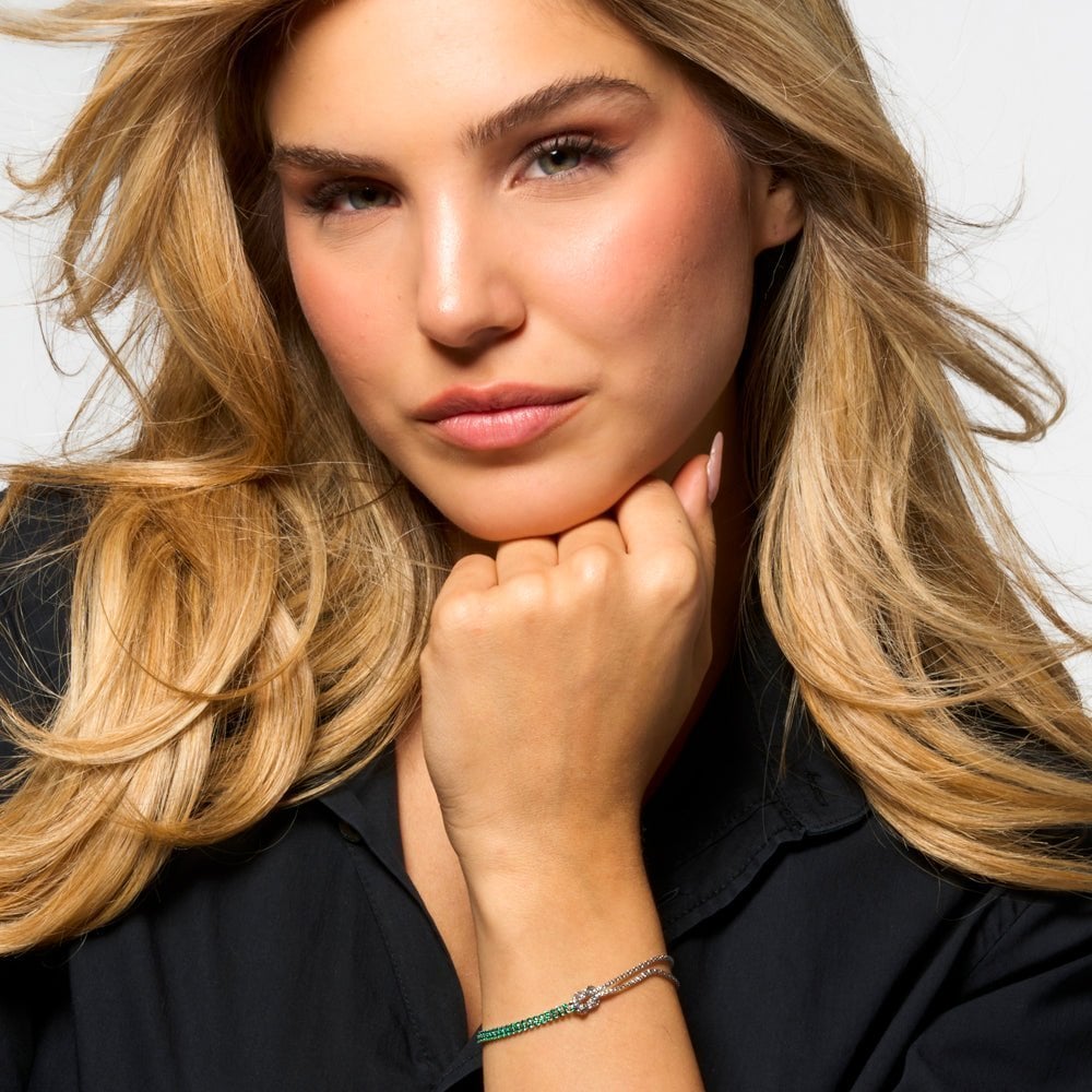 Luca Barra - Bracciale Nodo - Acciaio - Zirconi Verdi