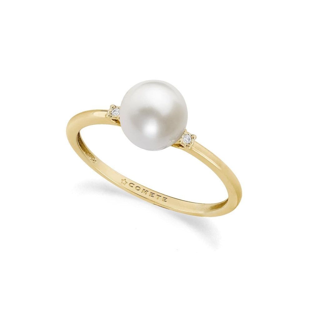 Comete Gioielli - Anello Oro Giallo - Diamanti E Perla
