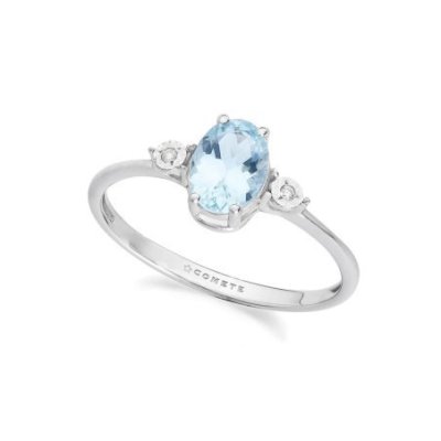 Comete Gioielli - Anello Oro Bianco - Diamanti, Acquamarina