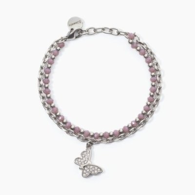 2 Jewels - Bracciale In Acciaio - Pendente Farfalla
