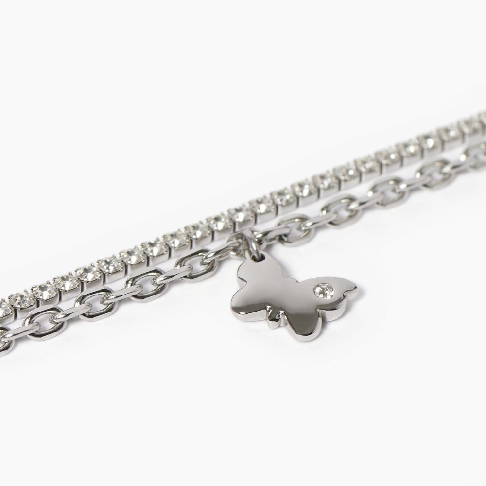 2 Jewels - Bracciale In Acciaio - Pendente Farfalla