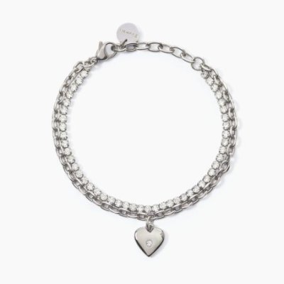 2 Jewels - Bracciale In Acciaio - Pendente Cuore