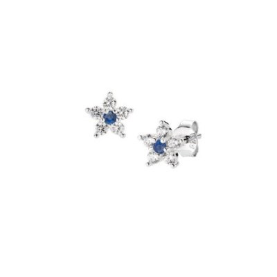 Amen - Orecchini Fiore Blu - Argento 925 - Zirconi