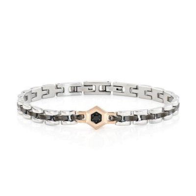 Amen - Bracciale Acciaio - Tre Colori - Zircone Nero