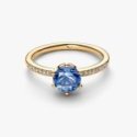 Anello Corona  Scintillante Pietra Blu