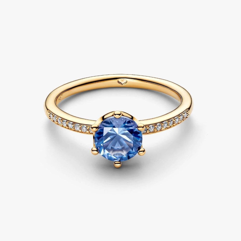 Anello Corona  Scintillante Pietra Blu