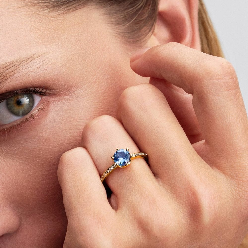 Anello Corona  Scintillante Pietra Blu