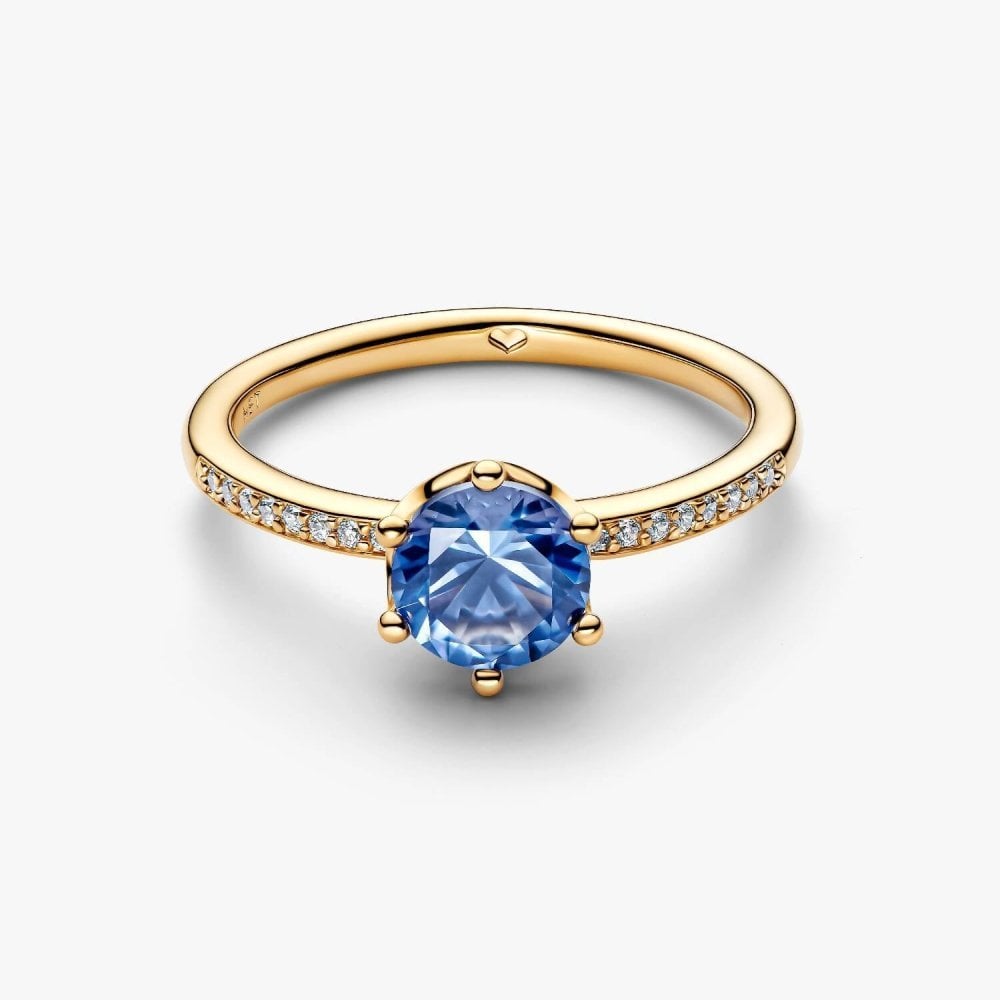 Anello Corona  Scintillante Pietra Blu
