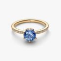Anello Corona  Scintillante Pietra Blu